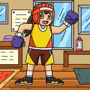 Bu karikatür, Koruyucu Vites illüstrasyonlu Boks Dişi Boksörü 'nü gösteriyor.