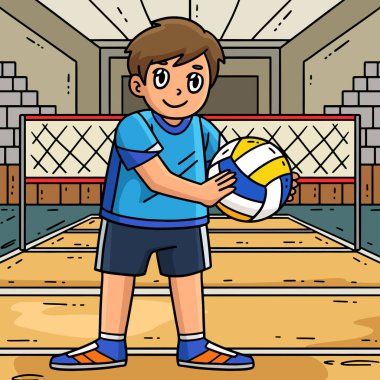 Bu karikatür, bir voleybol oyuncusunu gösteriyor..