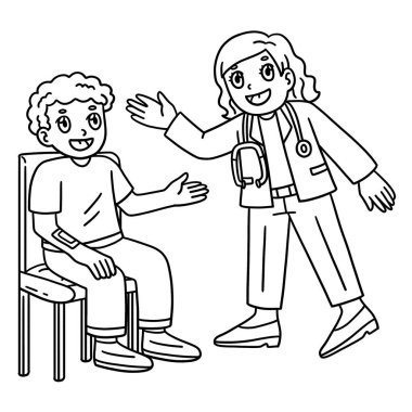 Hasta ile Konuşan Kadın Doktor 'un sevimli ve komik renkli sayfası. Çocuklar için saatlerce boyama eğlencesi sağlıyor. Renklendirmek için, bu sayfa çok kolaydır. Küçük çocuklar ve yeni yürümeye başlayanlar için uygun.. 