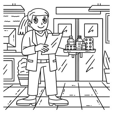 İlaç şişeleri olan bir kadın doktorun sevimli ve komik renkli bir sayfası. Çocuklar için saatlerce boyama eğlencesi sağlıyor. Renklendirmek için, bu sayfa çok kolaydır. Küçük çocuklar ve yeni yürümeye başlayanlar için uygun..