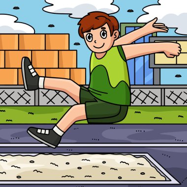 Bu karikatür parçası uzun atlama yapan bir atleti gösteriyor..