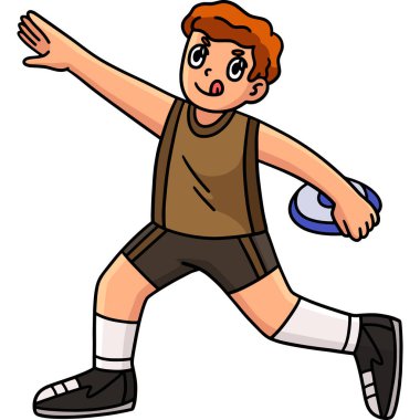 Bu karikatür klip Discus illüstrasyonlu bir Track and Field Sporcusunu gösterir.