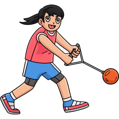 Bu karikatür, çekiç atmada bir Track and Field kadınını gösteriyor..