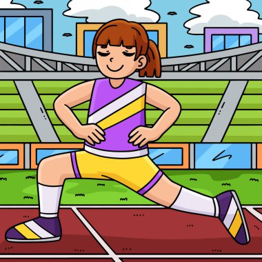 Bu karikatür klipinde bir İz ve Saha Kadın Sporcusu çizimi gösteriliyor.