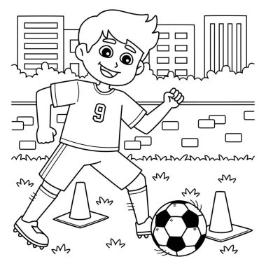 Erkek Futbolcu Salya Dökme Eğitimi 'nin sevimli ve komik renkli sayfası. Çocuklar için saatlerce boyama eğlencesi sağlıyor. Renklendirmek için, bu sayfa çok kolaydır. Küçük çocuklar ve yeni yürümeye başlayanlar için uygun..