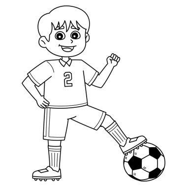 Erkek bir futbol oyuncusunun sevimli ve komik renkli sayfası. Çocuklar için saatlerce boyama eğlencesi sağlıyor. Renklendirmek için, bu sayfa çok kolaydır. Küçük çocuklar ve yeni yürümeye başlayanlar için uygun..