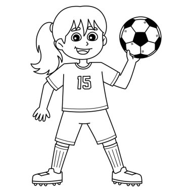 Bayan bir futbol oyuncusunun sevimli ve komik renkli sayfası. Çocuklar için saatlerce boyama eğlencesi sağlıyor. Renklendirmek için, bu sayfa çok kolaydır. Küçük çocuklar ve yeni yürümeye başlayanlar için uygun..