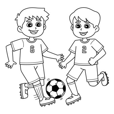 Topu paslayan bir erkek futbolcunun sevimli ve komik renkli sayfası. Çocuklar için saatlerce boyama eğlencesi sağlıyor. Renklendirmek için, bu sayfa çok kolaydır. Küçük çocuklar ve yeni yürümeye başlayanlar için uygun..