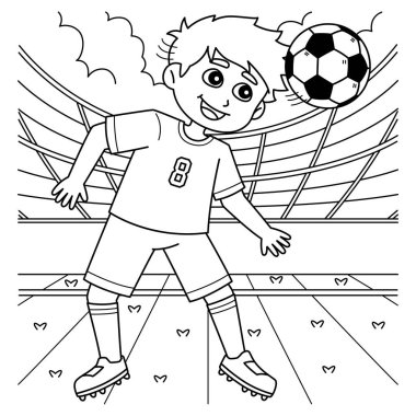 Bir futbol oyuncusunun kafasına top attığı sevimli ve komik renkli bir sayfa. Çocuklar için saatlerce boyama eğlencesi sağlıyor. Renklendirmek için, bu sayfa çok kolaydır. Küçük çocuklar ve yeni yürümeye başlayanlar için uygun..