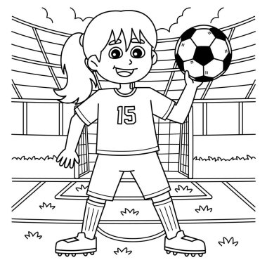 Bayan bir futbol oyuncusunun sevimli ve komik renkli sayfası. Çocuklar için saatlerce boyama eğlencesi sağlıyor. Renklendirmek için, bu sayfa çok kolaydır. Küçük çocuklar ve yeni yürümeye başlayanlar için uygun..