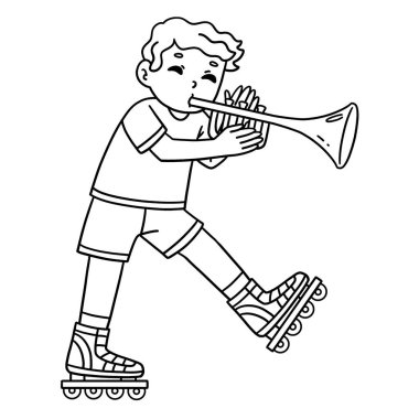 İçinde trompet olan sevimli ve komik bir Inline Paten sayfası. Çocuklar için saatlerce boyama eğlencesi sağlıyor. Renklendirmek için, bu sayfa çok kolaydır. Küçük çocuklar ve yeni yürümeye başlayanlar için uygun..