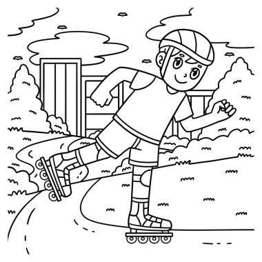 Inline Skating Boy 'un şirin ve komik renkli sayfası. Çocuklar için saatlerce boyama eğlencesi sağlıyor. Renklendirmek için, bu sayfa çok kolaydır. Küçük çocuklar ve yeni yürümeye başlayanlar için uygun..