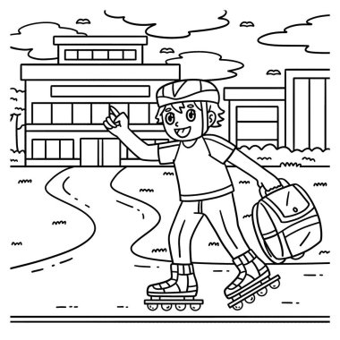 Okul çantalı bir Inline Skater 'ın şirin ve komik renkli sayfası. Çocuklar için saatlerce boyama eğlencesi sağlıyor. Renklendirmek için, bu sayfa çok kolaydır. Küçük çocuklar ve yeni yürümeye başlayanlar için uygun..