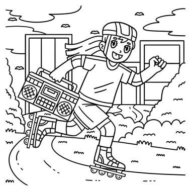 Radyosu olan bir Kadın İçten Patenci 'nin şirin ve komik renkli sayfası. Çocuklar için saatlerce boyama eğlencesi sağlıyor. Renklendirmek için, bu sayfa çok kolaydır. Küçük çocuklar ve yeni yürümeye başlayanlar için uygun..