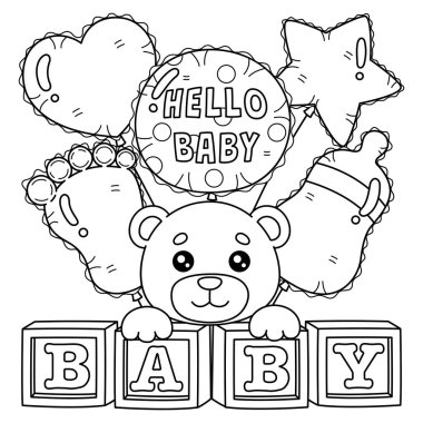 Bebek Duşu Balonu Dekorasyonu 'nun şirin ve komik renkli bir sayfası. Çocuklar için saatlerce boyama eğlencesi sağlıyor. Renklendirmek için, bu sayfa çok kolaydır. Küçük çocuklar ve yeni yürümeye başlayanlar için uygun..