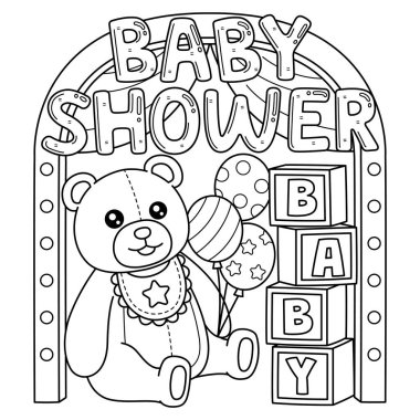 A cute and funny coloring page of a Baby Shower Decoration. Provides hours of coloring fun for children. To color, this page is very easy. Suitable for little kids and toddlers. clipart