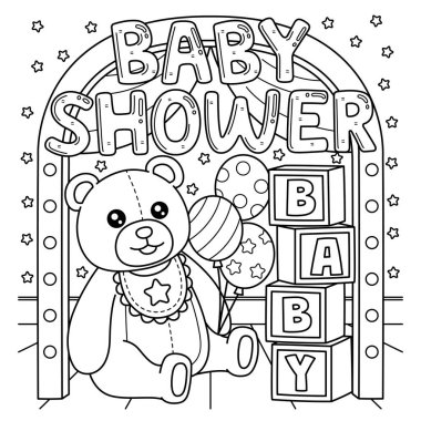 Bebek Duşu Dekorasyonu 'nun şirin ve komik renkli bir sayfası. Çocuklar için saatlerce boyama eğlencesi sağlıyor. Renklendirmek için, bu sayfa çok kolaydır. Küçük çocuklar ve yeni yürümeye başlayanlar için uygun..