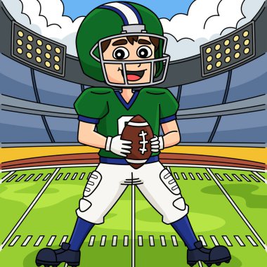 Bu karikatür, stadyumdaki Amerikan Futbolcusunu gösteriyor..