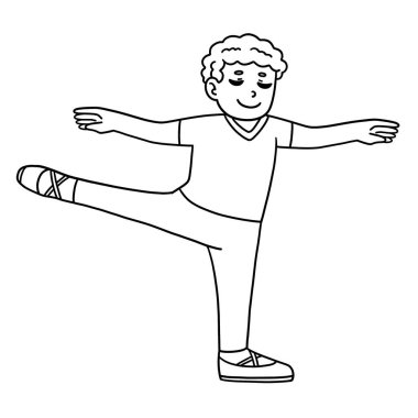 A cute and funny coloring page of a Ballet Danseur in an Arabesque Position. Provides hours of coloring fun for children. To color, this page is very easy. Suitable for little kids and toddlers. clipart