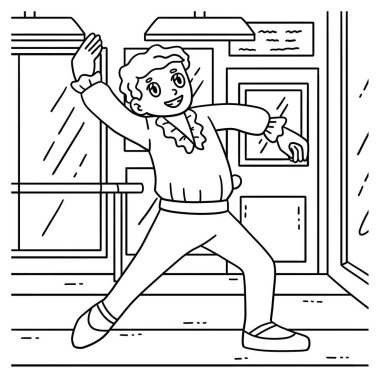 Giriş basamağı yapan bir bale dansçısının sevimli ve komik renkli sayfası. Çocuklar için saatlerce boyama eğlencesi sağlıyor. Renklendirmek için, bu sayfa çok kolaydır. Küçük çocuklar ve yeni yürümeye başlayanlar için uygun..