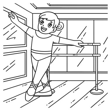 Bir balerin ile bale çalışmasının sevimli ve komik renkli sayfası. Çocuklar için saatlerce boyama eğlencesi sağlıyor. Renklendirmek için, bu sayfa çok kolaydır. Küçük çocuklar ve yeni yürümeye başlayanlar için uygun..