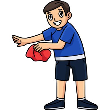 This cartoon clipart shows a Rowing Oarsman with a Cleaning Towel illustration.  clipart