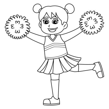 A cute and funny coloring page of a Female Cheerleader Arabesque Position. Provides hours of coloring fun for children. To color, this page is very easy. Suitable for little kids and toddlers. clipart