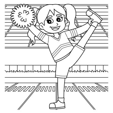 Topuk esneme hareketi yapan bir ponpon kızın sevimli ve komik renkli sayfası. Çocuklar için saatlerce boyama eğlencesi sağlıyor. Renklendirmek için, bu sayfa çok kolaydır. Küçük çocuklar ve yeni yürümeye başlayanlar için uygun..