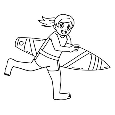 Sörf tahtası olan bir sörfçü kızın sevimli ve komik renkli sayfası. Çocuklar için saatlerce boyama eğlencesi sağlıyor. Renklendirmek için, bu sayfa çok kolaydır. Küçük çocuklar ve yeni yürümeye başlayanlar için uygun..