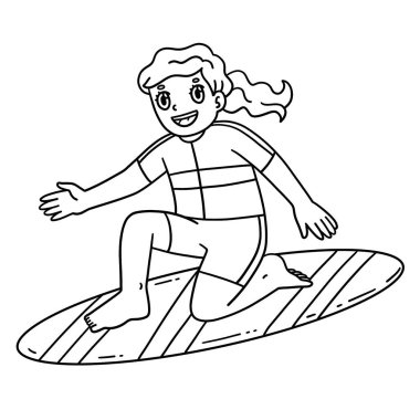 Sörf tahtasında ayakta durmaya hazır sörfçü bir kızın şirin ve komik renkli sayfası. Çocuklar için saatlerce boyama eğlencesi sağlıyor. Renklendirmek için, bu sayfa çok kolaydır. Küçük çocuklar ve yeni yürümeye başlayanlar için uygun..