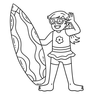 Güneş gözlüklü ve sörf tahtası olan bir Sörfçü Kız 'ın sevimli ve komik renkli sayfası. Çocuklar için saatlerce boyama eğlencesi sağlıyor. Renklendirmek için, bu sayfa çok kolaydır. Küçük çocuklar ve yeni yürümeye başlayanlar için uygun..