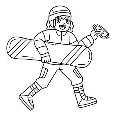 Ekipmanlı Snowboard Kızının sevimli ve komik renkli bir sayfası. Çocuklar için saatlerce boyama eğlencesi sağlıyor. Renklendirmek için, bu sayfa çok kolaydır. Küçük çocuklar ve yeni yürümeye başlayanlar için uygun..