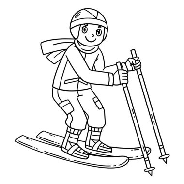 Kayak yapan bir çocuğun sevimli ve komik renkli sayfası ileri kayak Polonyalıklarını sürüklüyor. Çocuklar için saatlerce boyama eğlencesi sağlıyor. Renklendirmek için, bu sayfa çok kolaydır. Küçük çocuklar ve yeni yürümeye başlayanlar için uygun..