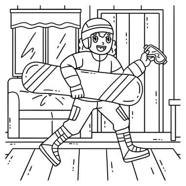 Ekipmanlı Snowboard Kızının sevimli ve komik renkli bir sayfası. Çocuklar için saatlerce boyama eğlencesi sağlıyor. Renklendirmek için, bu sayfa çok kolaydır. Küçük çocuklar ve yeni yürümeye başlayanlar için uygun..