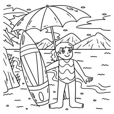 Şemsiyeli Sörfçü Kız ve Sörf Tahtası 'nın şirin ve komik bir renkli sayfası. Çocuklar için saatlerce boyama eğlencesi sağlıyor. Renklendirmek için, bu sayfa çok kolaydır. Küçük çocuklar ve yeni yürümeye başlayanlar için uygun..