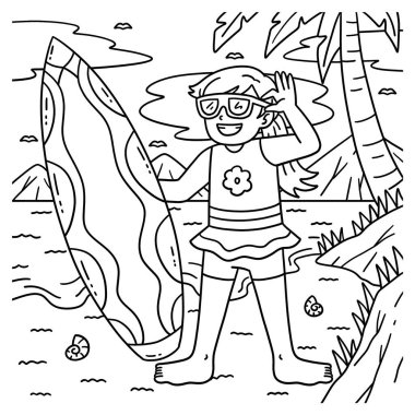 Güneş gözlüklü ve sörf tahtası olan bir Sörfçü Kız 'ın sevimli ve komik renkli sayfası. Çocuklar için saatlerce boyama eğlencesi sağlıyor. Renklendirmek için, bu sayfa çok kolaydır. Küçük çocuklar ve yeni yürümeye başlayanlar için uygun..