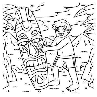 Tiki sörf tahtası olan bir sörfçü çocuğun sevimli ve komik renkli sayfası. Çocuklar için saatlerce boyama eğlencesi sağlıyor. Renklendirmek için, bu sayfa çok kolaydır. Küçük çocuklar ve yeni yürümeye başlayanlar için uygun..