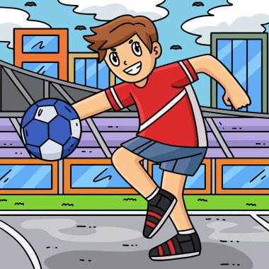 Bu karikatür klibinde bir Hentbol oyuncusunun Amaç illüstrasyonunu göstermektedir.