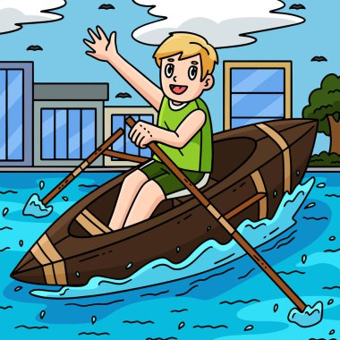 Bu karikatür, kürek çeken kürekçi illüstrasyonunu gösterir. 