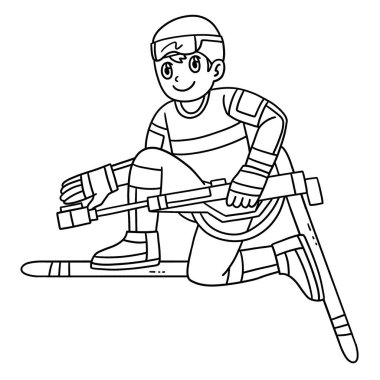 Çekimden sonra ayağa kalkan bir erkek atletin sevimli ve komik renkli sayfası. Çocuklar için saatlerce boyama eğlencesi sağlıyor. Renklendirmek için, bu sayfa çok kolaydır. Küçük çocuklar ve yeni yürümeye başlayanlar için uygun..