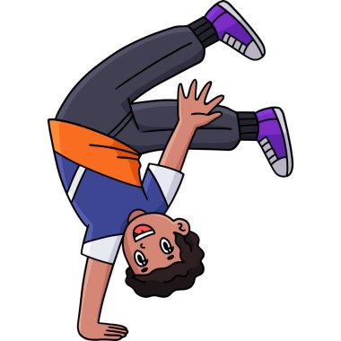 Bu karikatür parçası Breakdance B-Boy Hava Sandalyesi Pike 'ı gösteriyor..