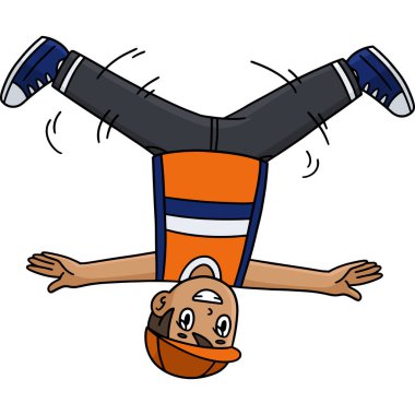 Bu karikatür, Breakdance B-Boy 'un kafa salladığını gösteriyor..