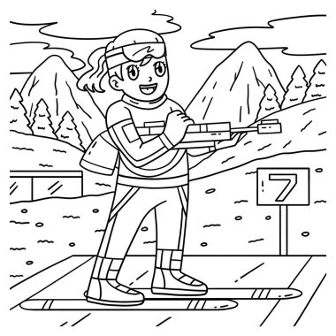 Cephaneli Biatlon Kadın Biatlet 'in sevimli ve komik renkli sayfası. Çocuklar için saatlerce boyama eğlencesi sağlıyor. Renklendirmek için, bu sayfa çok kolaydır. Küçük çocuklar ve yeni yürümeye başlayanlar için uygun..