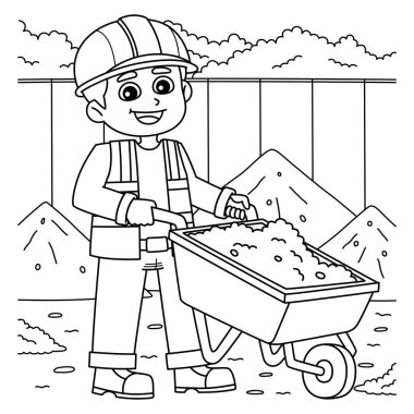 Bir inşaat işçisinin sevimli ve komik renkli sayfası ve bir Wheelödünç kum. Çocuklar için saatlerce boyama eğlencesi sağlıyor. Renklendirmek için, bu sayfa çok kolaydır. Küçük çocuklar ve yeni yürümeye başlayanlar için uygun.