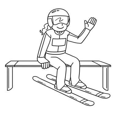 Bir kayakla atlayan kadın kayak pistinin sevimli ve komik renkli sayfası. Çocuklar için saatlerce boyama eğlencesi sağlıyor. Renklendirmek için, bu sayfa çok kolaydır. Küçük çocuklar ve yeni yürümeye başlayanlar için uygun..