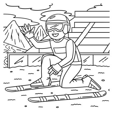 Erkek Kayakçı Fastening Ski Ski Sörf tahtalarının sevimli ve komik renkli bir sayfası. Çocuklar için saatlerce boyama eğlencesi sağlıyor. Renklendirmek için, bu sayfa çok kolaydır. Küçük çocuklar ve yeni yürümeye başlayanlar için uygun..