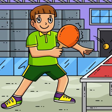 Bu karikatür, bir masa tenisi oyuncusunun topu iade edişini gösteriyor..