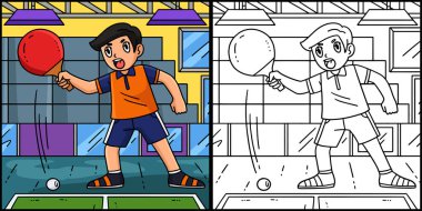 Bu boyama sayfası bir Masa Tenisi Oyuncusunun Blok Topunu gösterir. Bu illüstrasyonun bir tarafı renkli ve çocuklar için bir ilham kaynağı..