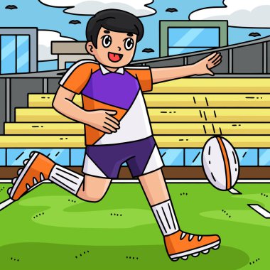Bu karikatür, bir Rugby oyuncusunun Short Punt illüstrasyonunu göstermektedir..