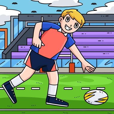 Bu karikatür, bir Rugby oyuncusunun Topa Toplama illüstrasyonunu gösteriyor.
